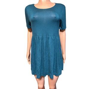 Azule teal short sleeve babydoll tunic dress S